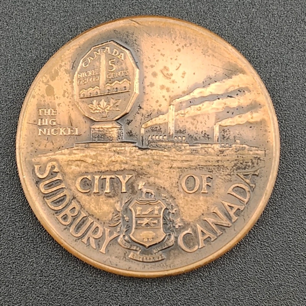 Vtg CITY OF SUDBURY CANADA 'THE BIG NICKEL PARK' COPPER MEDAL